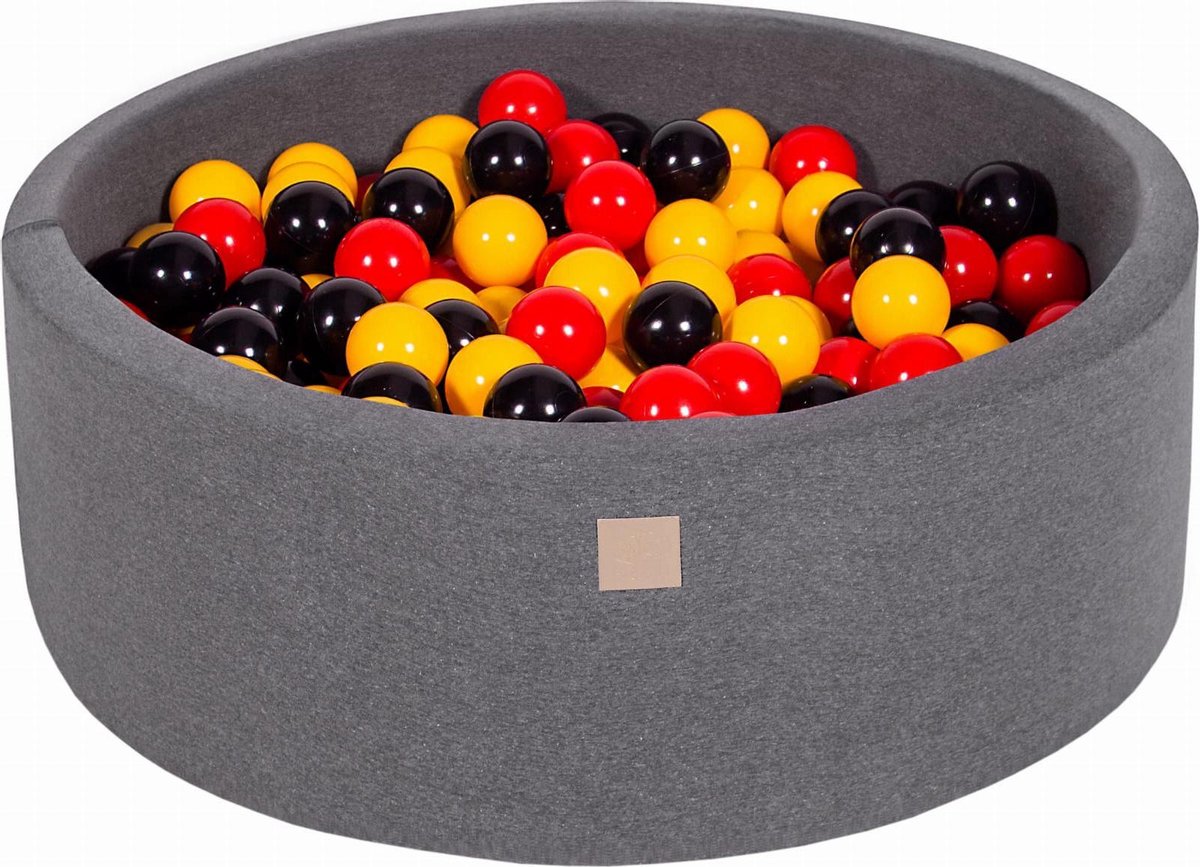 Ronde Ballenbak set incl 200 ballen 90x30cm - Donker Grijs: Geel