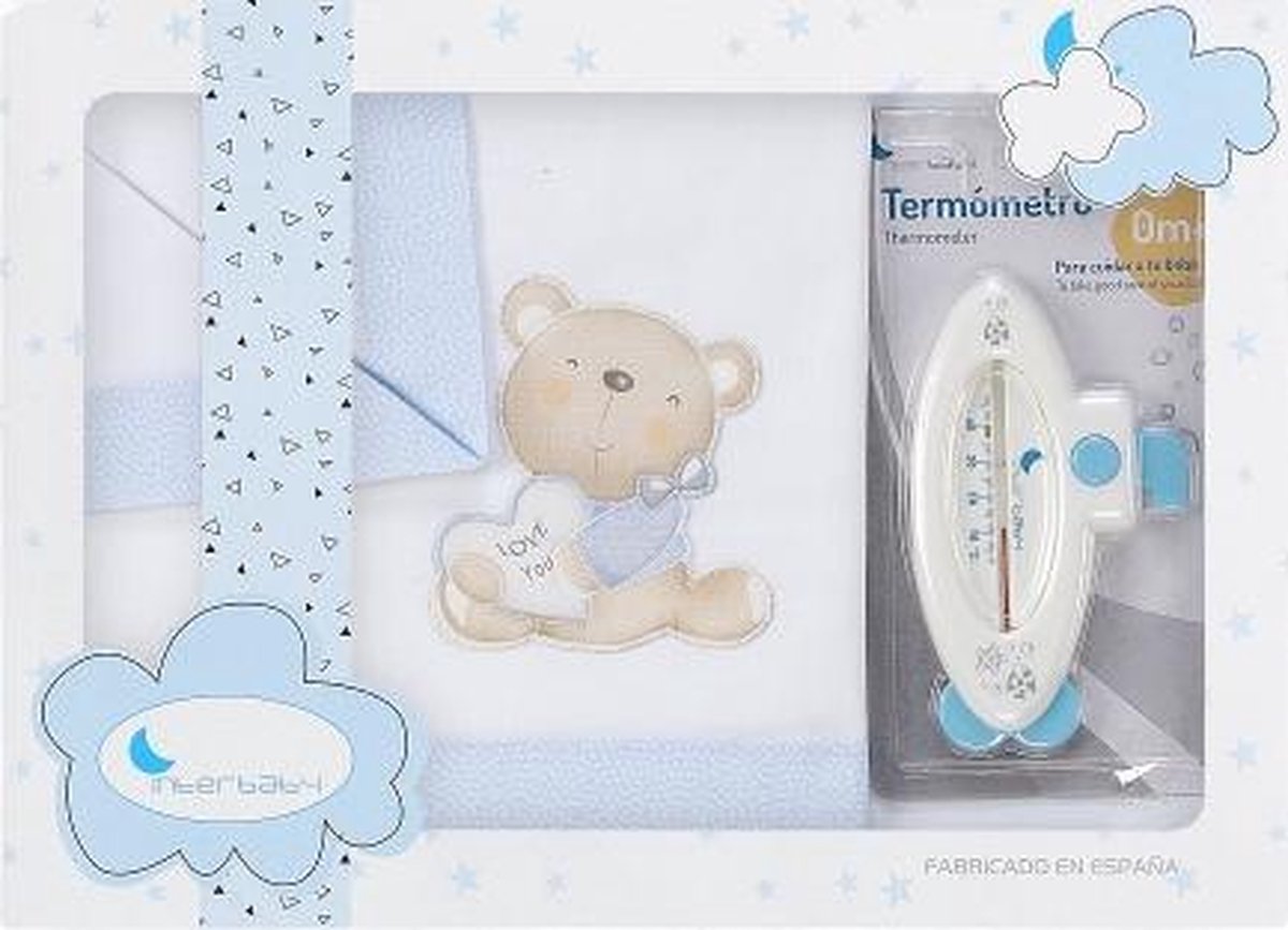 Interbaby Wieglakenset Love You Katoen Blauw/wit 4-delig