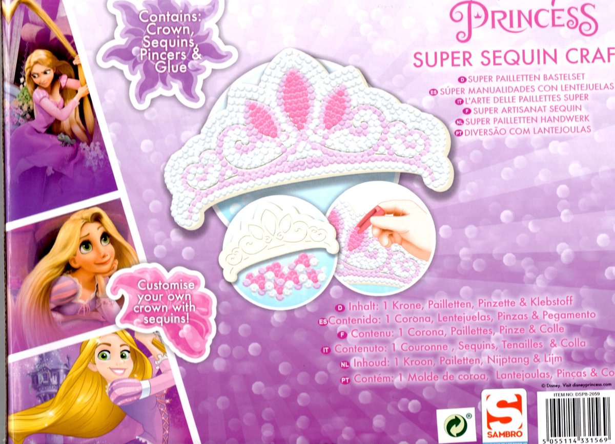 Disney Princess Maak je Eigen Prinsessenkroon – 25x30x4cm | Knutselpakket voor Kinderen | Kronen Maken | Gekleurde Steentjes Plakken
