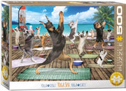 XL-legpuzzel Dieren ( Honden en Katten ) Yoga aan het water met 500 extra grote stukjes.