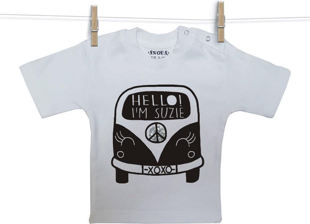 Baby Shirt wit korte mouw Snoes Bus Suzie gepers 50/56
