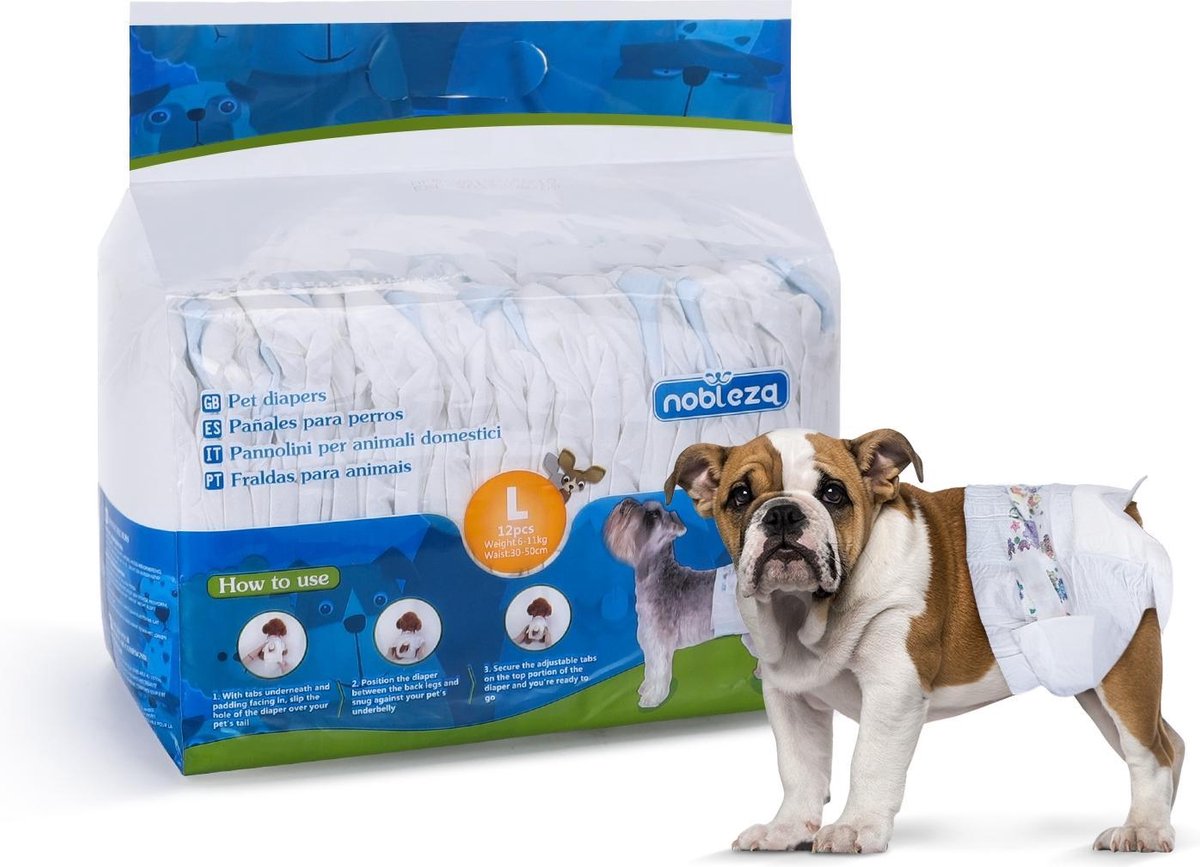 Nobleza 48KHC - Wegwerp Hondenluiers - L - L49 x 33 cm - 12 stuks