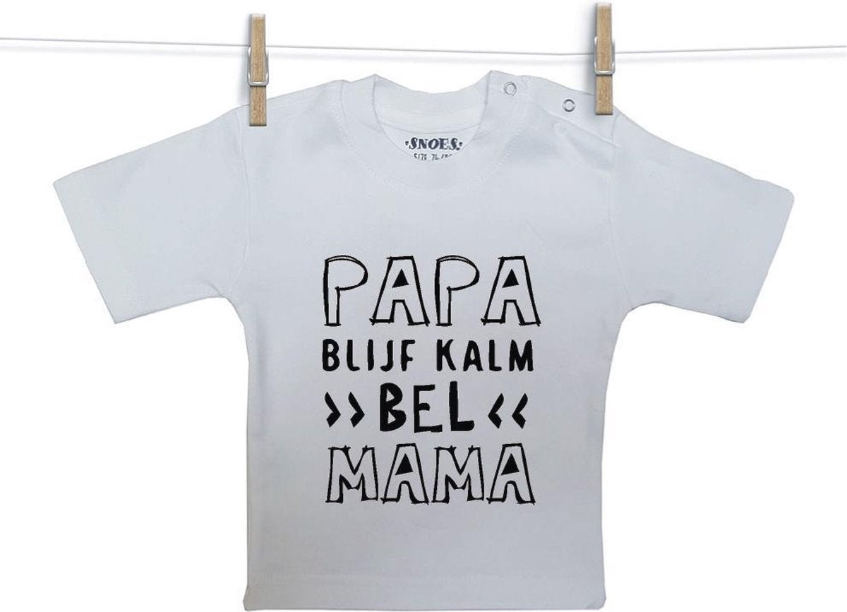 Baby Shirt wit korte mouw Snoes Papa blijf kalm 74/80