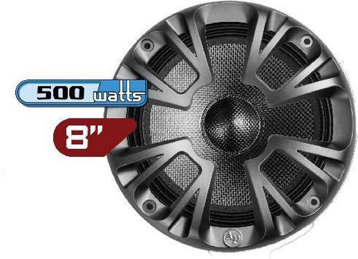 Audiopipe 8" 500 Watt Carbon speaker met beschermring