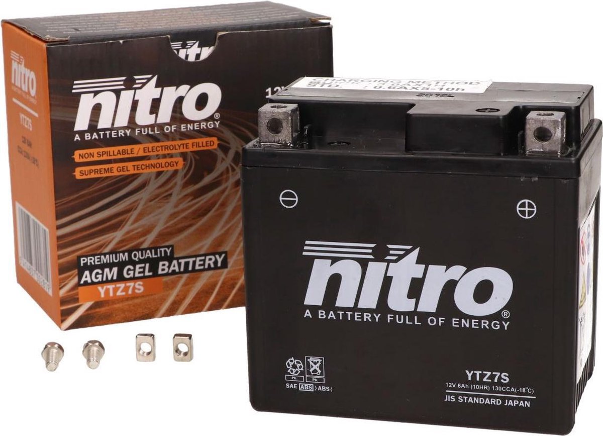 Nitro SLA/GEL  accu - 12V 6Ah - voor 4 takt scooters (onderhoudsvrij)