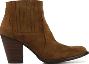 Stefano Lauran Vrouwen Suède  Enkellaarsjes / Laarzen / Damesschoenen S1018 - Cognac - maat 41