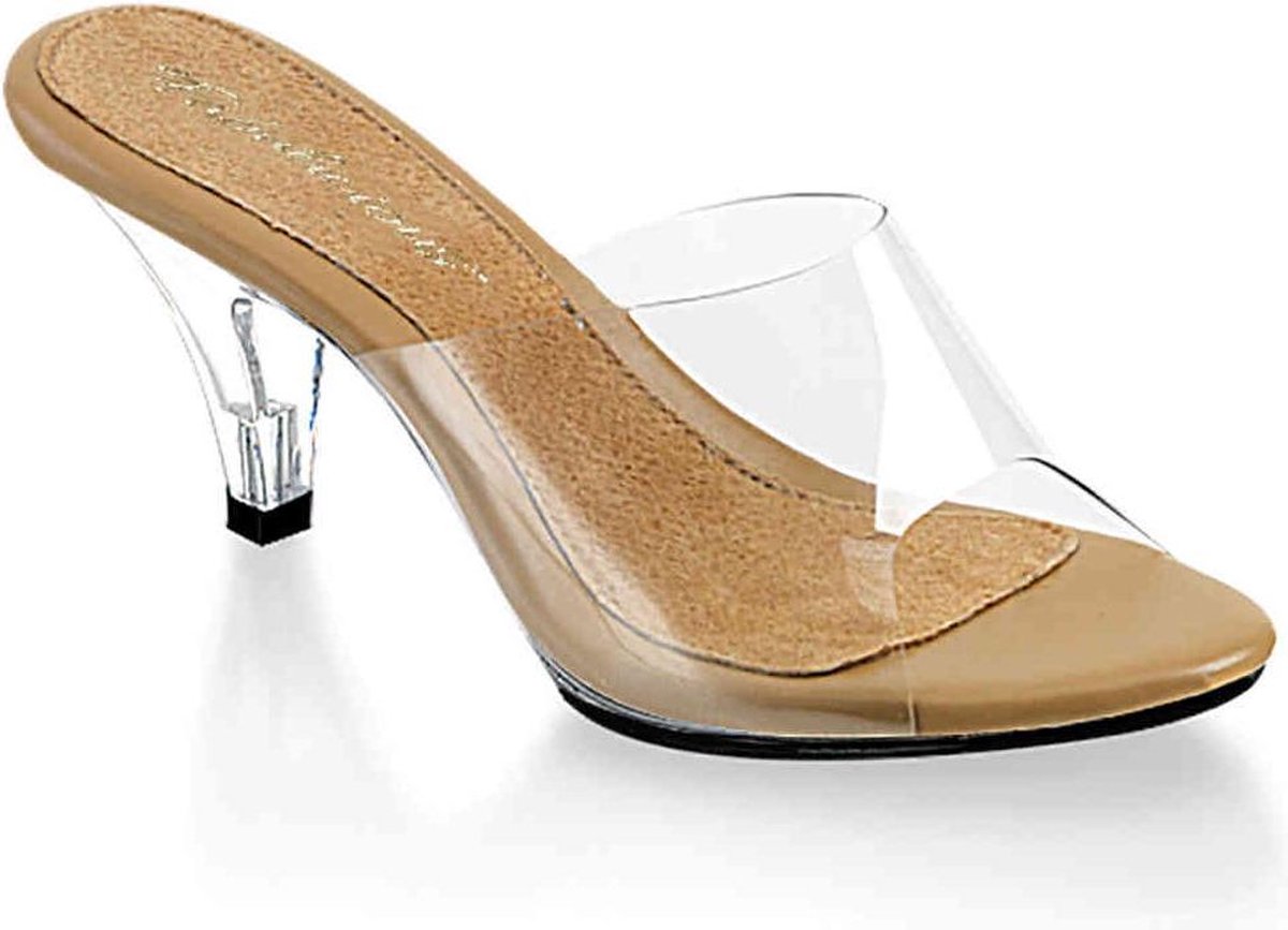 Fabulicious Muiltjes met hak -41 Shoes- BELLE-301 US 11 Transparant/Bruin