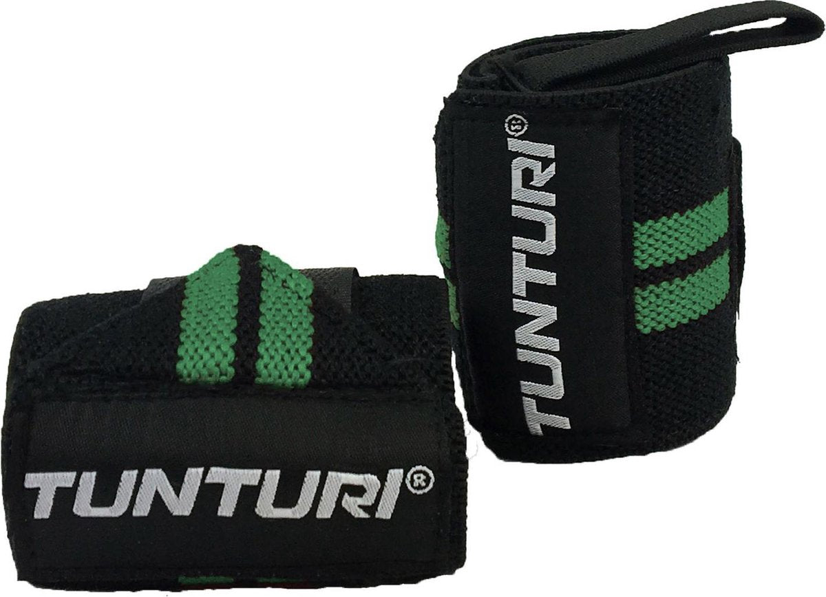 Tunturi Crossfit Wrist Wraps - Pols Wraps - Zwart/Green - per paar