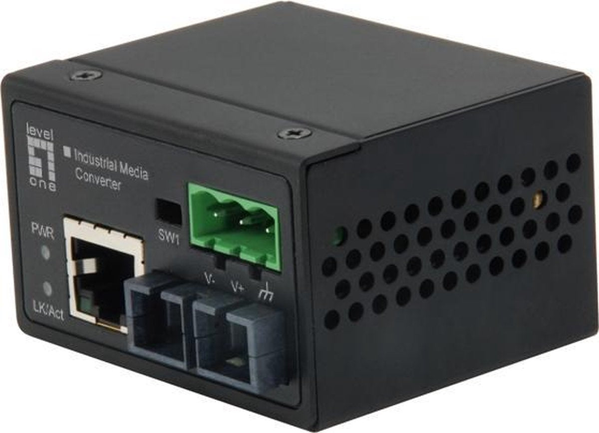 LevelOne IEC-4301 netwerk media converter 100 Mbit/s Single-mode Zwart