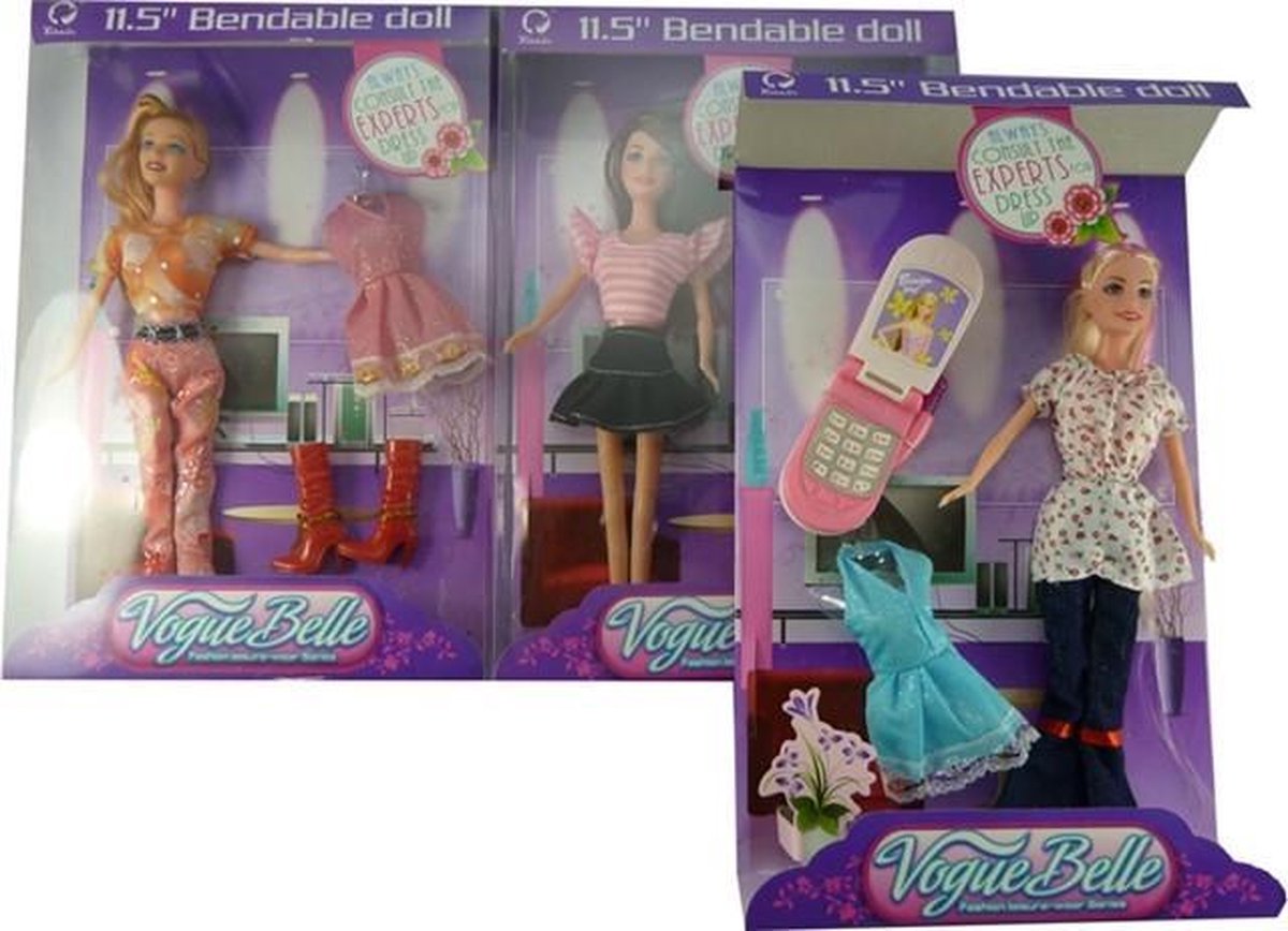 Tienerpop 30cm buigbaar met div. accessoires
