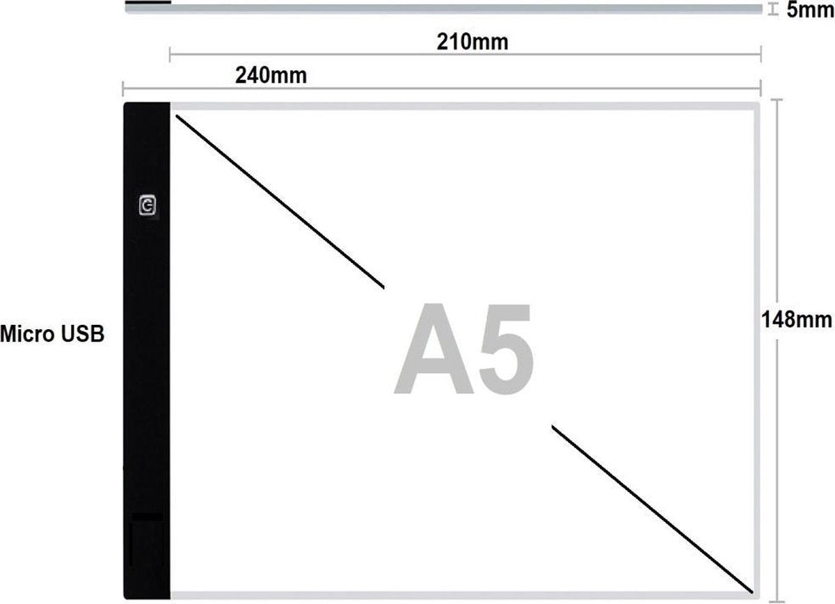 A5 LED licht Lichtbak / Tekentafel / Lichttafel / Lightpad / Lichtbox / Lightbox