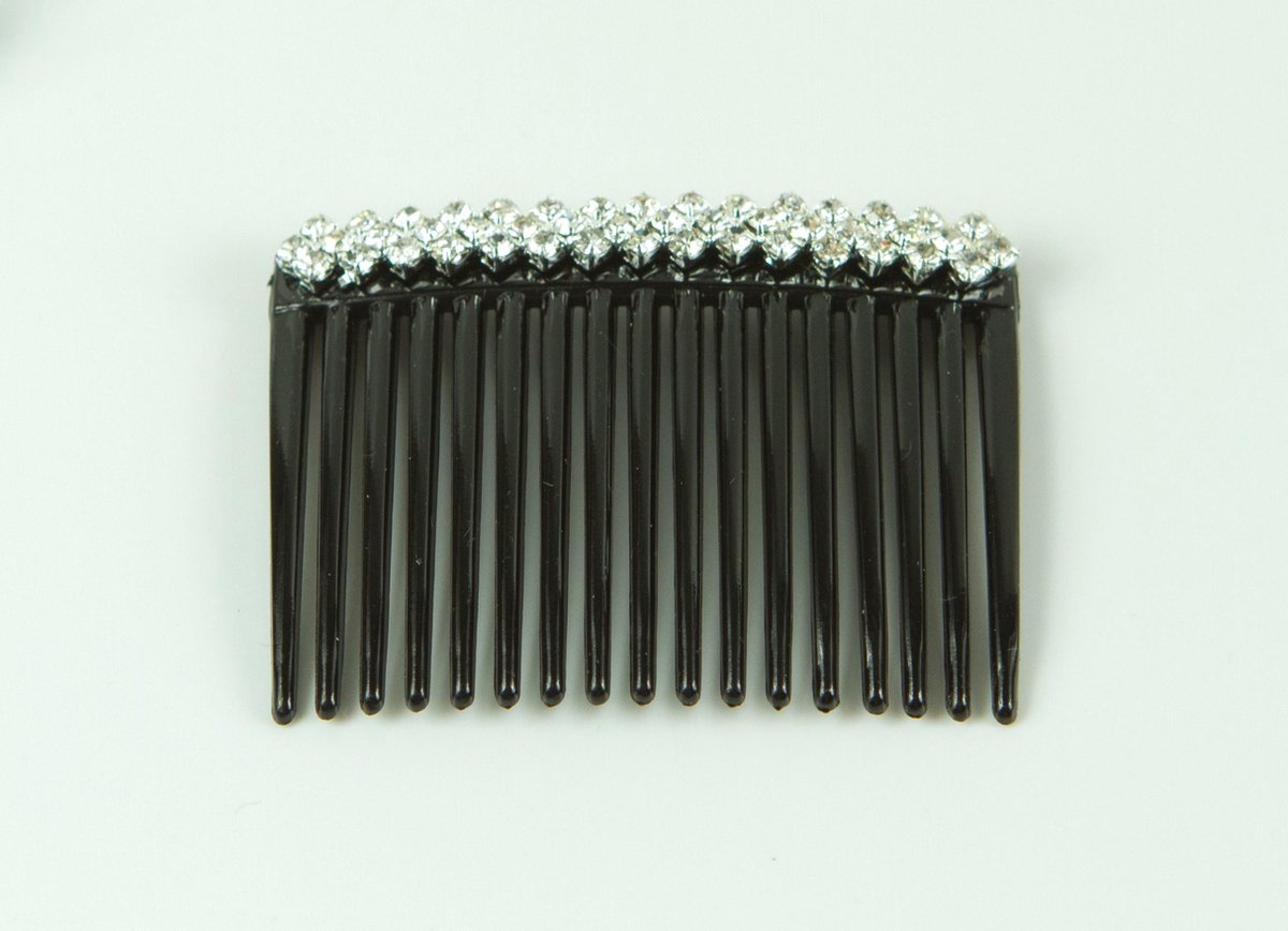 Zijkam zwart met strass