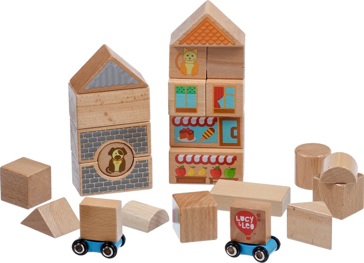 Lucy & Leo LL174 - Houten blokken medium set 25 in leuk blikstuks