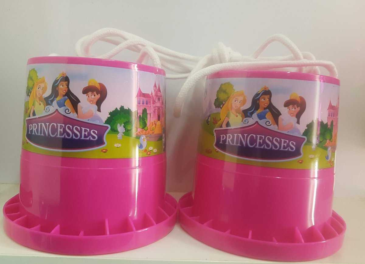 strand emmertje - 2 stuks - roze - princesses - 15 cm - met touw