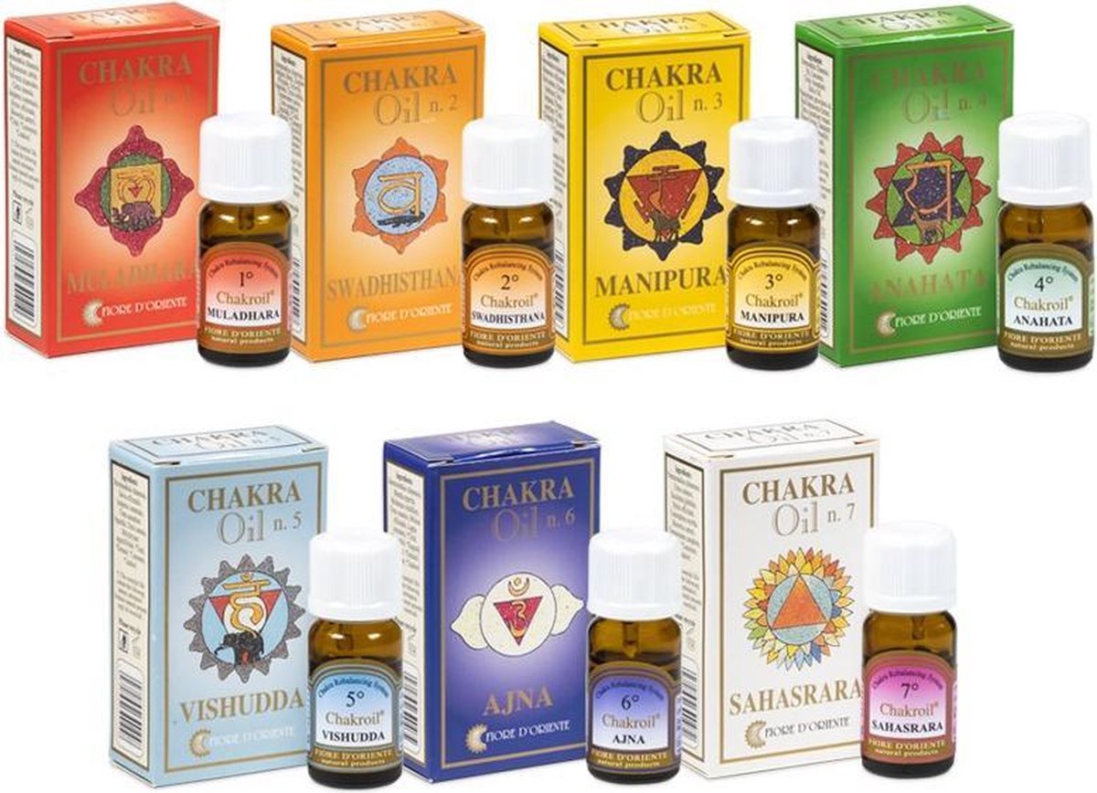 Set van 7 Essentiële Chakra Oliën