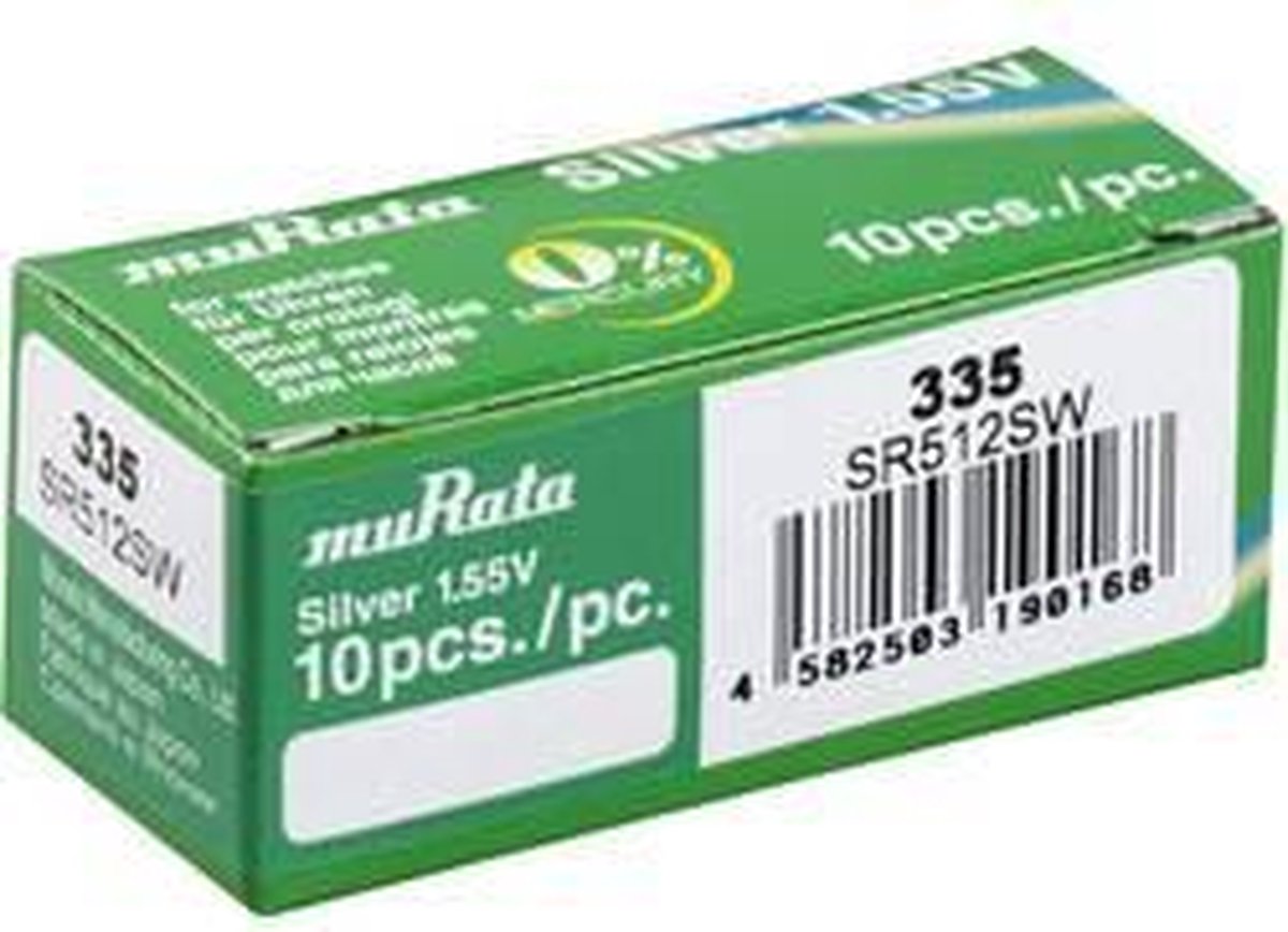 335 Knoopcel Zilveroxide 1.55 V 8.3 mAh Murata SR512SW-PBWW 10 stuk(s)