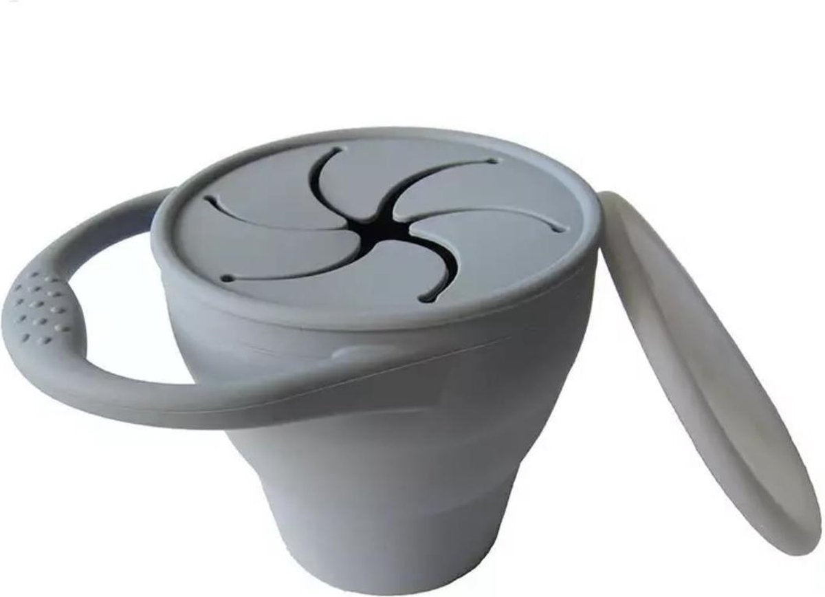 SIIIDDS Siliconen snack cup deksel - grijsblauw - snap cup - snack - fruit - onderweg - dreumes - peuter - BPA-vrij - vaatwasserbestendig