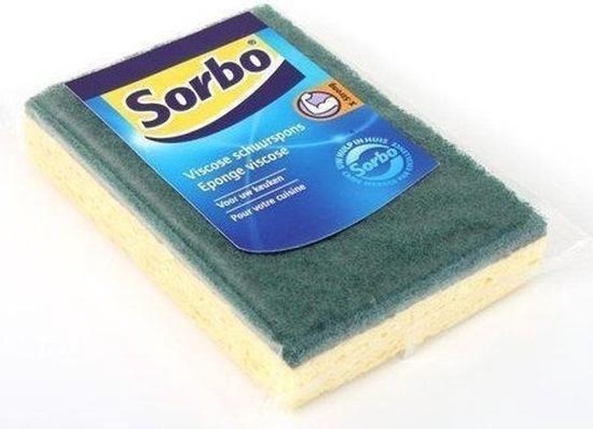6x Sorbo schuurspons / schoonmaakspons met groene schuurvlak 13 x 9 x 2