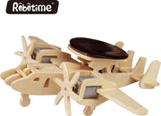 Robotime P340 Eearly Warning Plane houten speelgoed vliegtuig met zonnecel