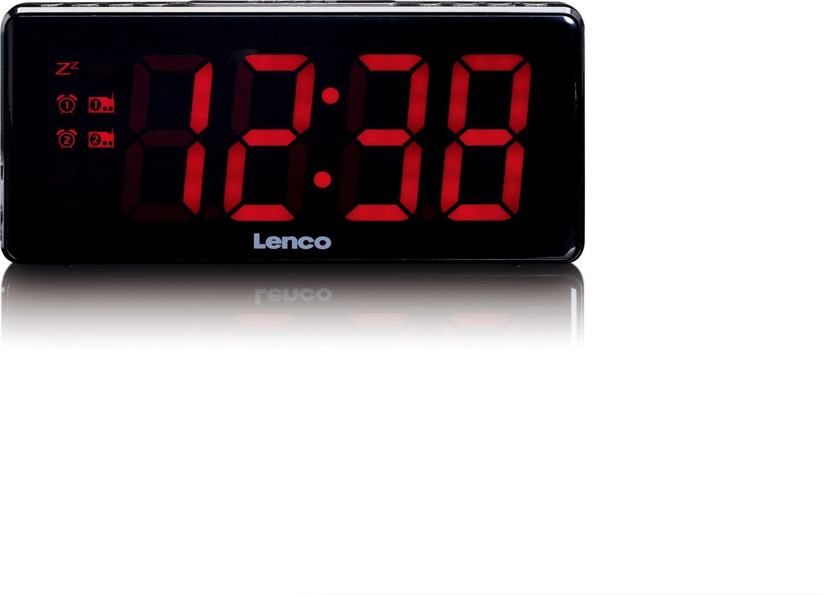 Lenco CR-30 - Wekkerradio met groot 3 inch LED scherm - Zwart