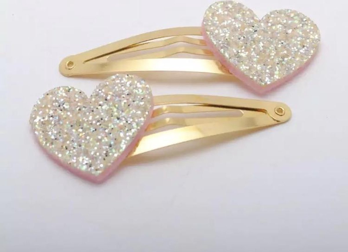 Haarspeldjes Glitter hartjes Goud