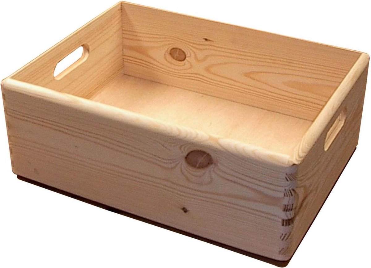 Houten opbergbox den naturel 40x30x14H cm