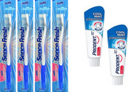 4 tandenborstels soft +  2 Prodent Cool Mint Tandpasta - blauw