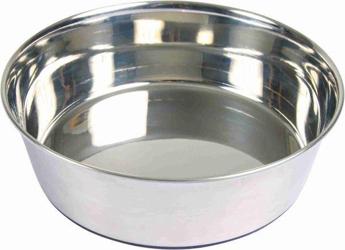 Trixie voerbak rvs / rubberbodem 17x17 cm 1 ltr 4 st