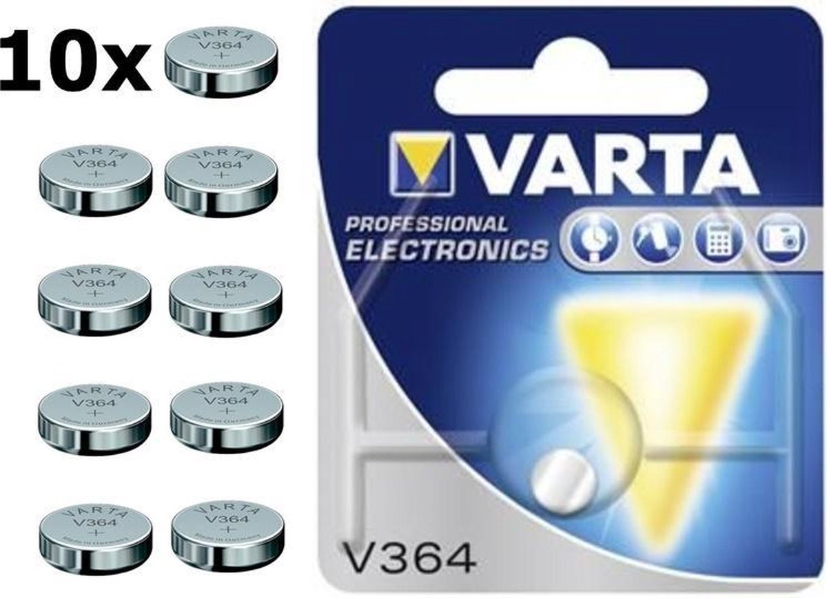 10 Stuks - Varta V364 20mAh 1.55V knoopcel batterij