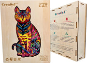 Kleurrijke Kat - Houten Puzzel Volwassenen - Jigsaw puzzels - A4 formaat