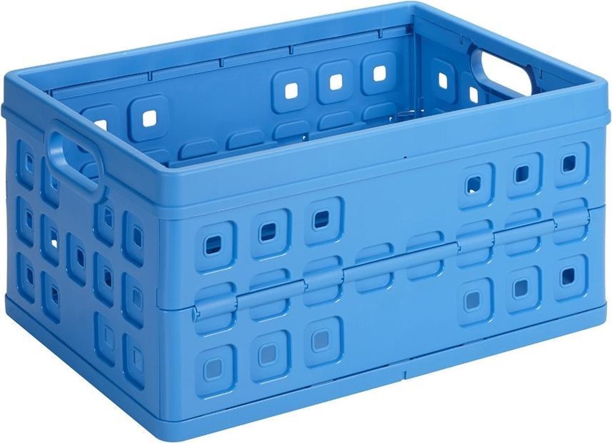 1x Vouwkratten/inklapbare boodschappenkratten/opberg kratten 46 liter - blauw - Vouwkratten/boodschappenkratten/klapkratten