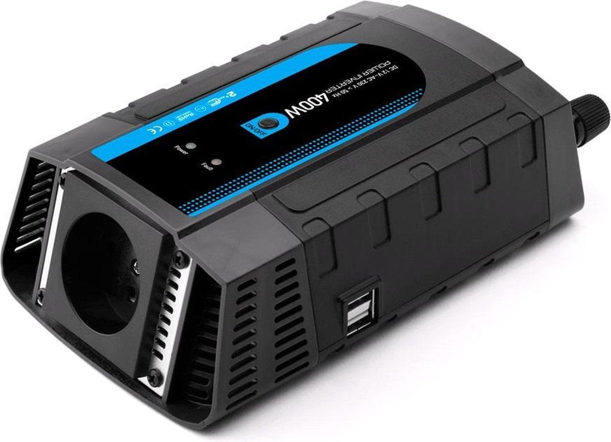 Mobiline - Omvormer 12-230V 400W - 2x USB - PI-400