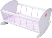Angel Toys Poppenschommelbedje - Hout - Wit/Roze