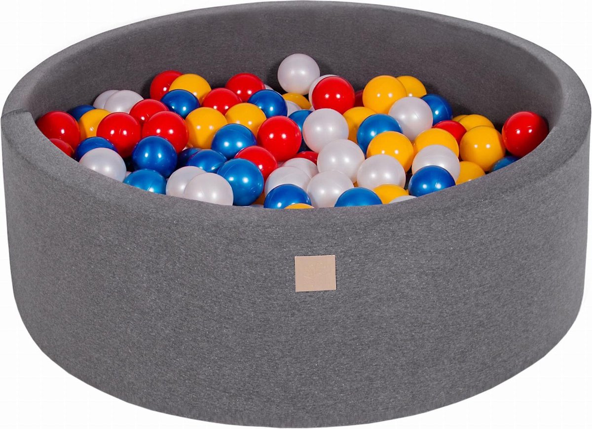 Ronde Ballenbak set incl 200 ballen 90x30cm - Donker Grijs: Rood