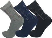 Set Saffiro herensokken met een gestreept patroon 43/46 - Katoen - 3 paar - lichtgrijs + blauw + zwart