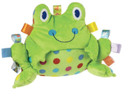 Knuffel kussentje kikker - fel groen met stippen