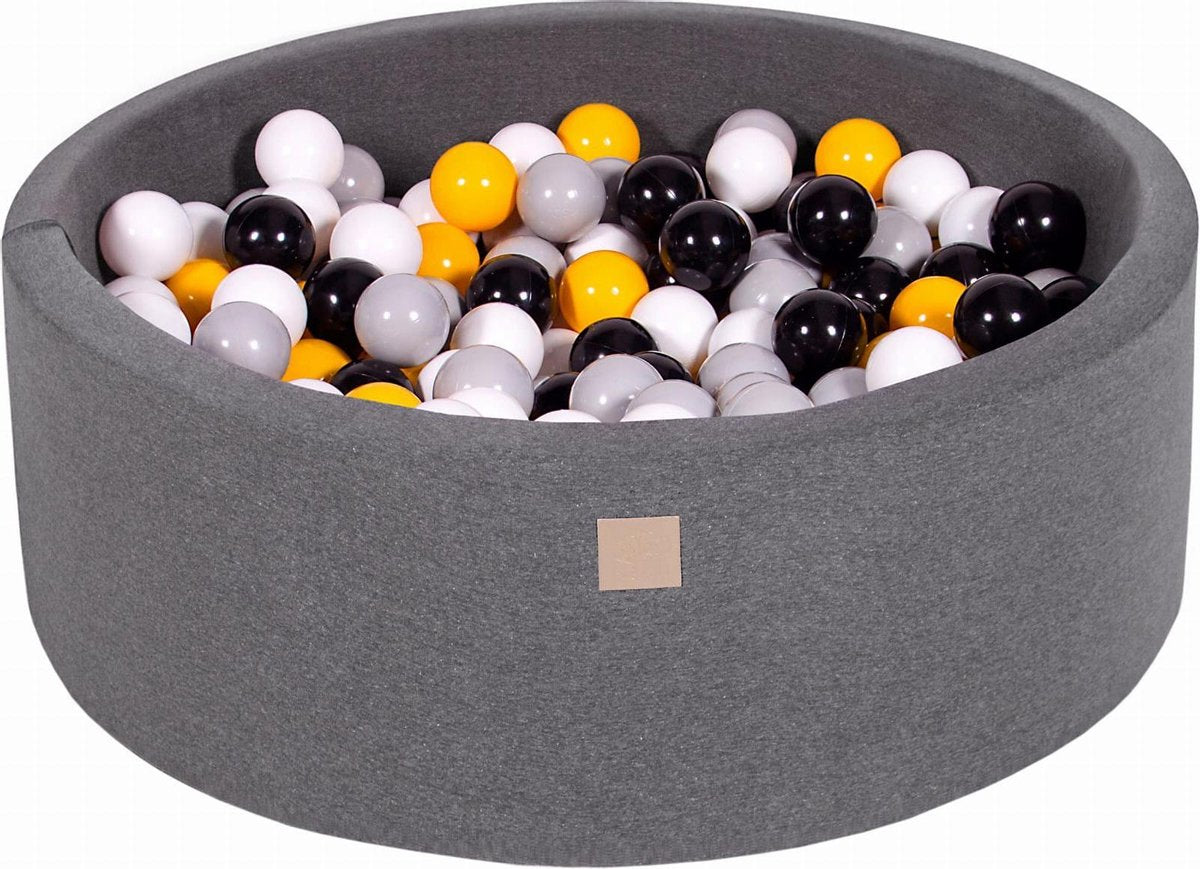 MeowBaby® Ronde Ballenbak set incl 200 ballen 90x30cm - Donker Grijs: Grijs