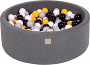 MeowBaby® Ronde Ballenbak set incl 200 ballen 90x30cm - Donker Grijs: Grijs