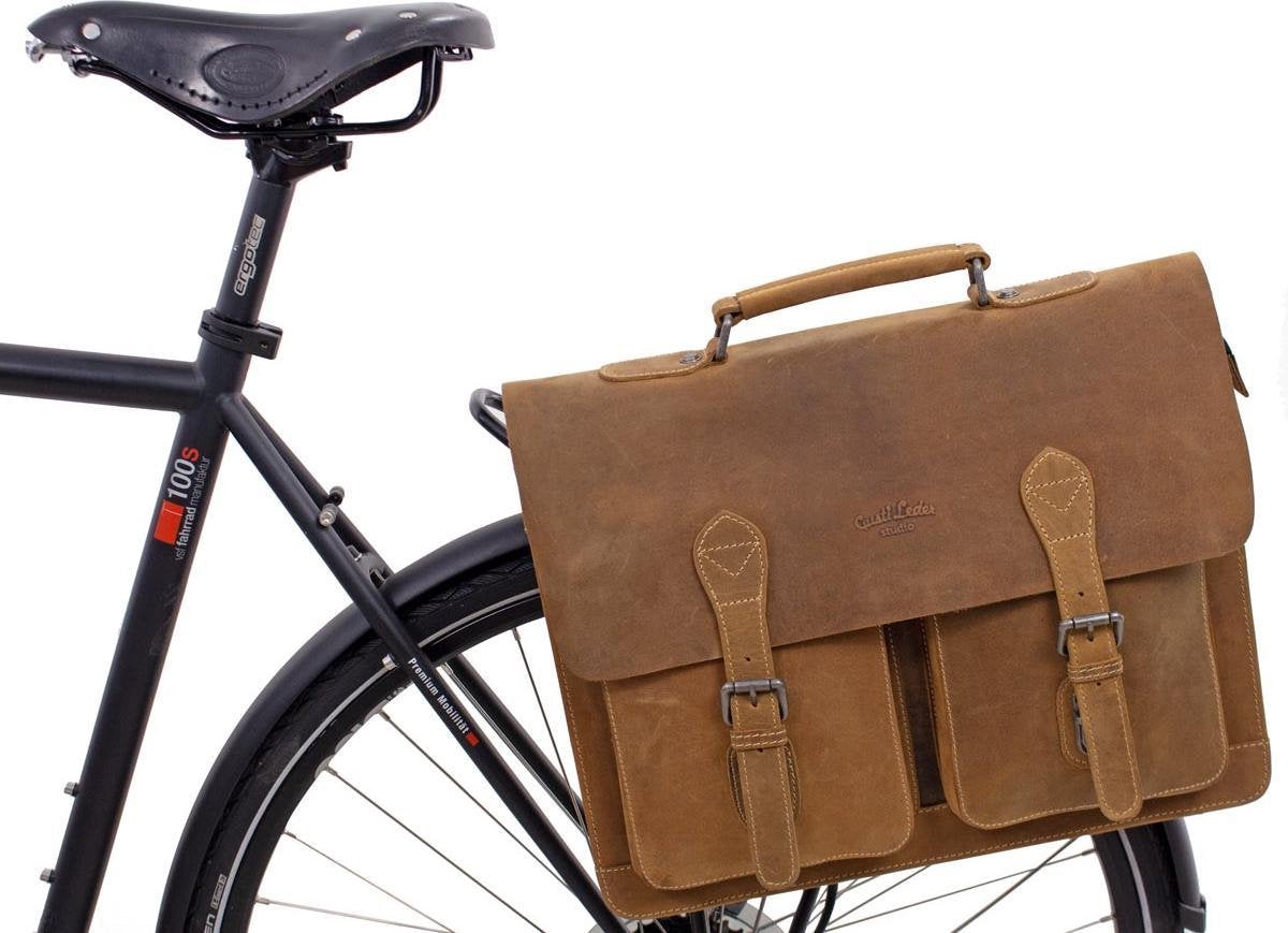 GUSTI Marc fietstas bruin buffelleer unisex