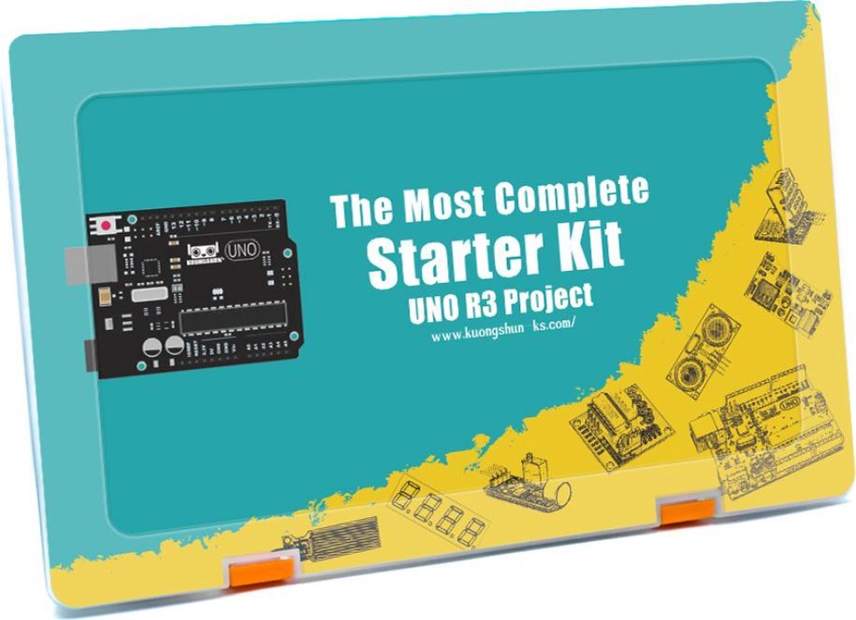 Arduino Starters Set V3 - Uitgebreide Set met UNO R3 Board & Sensors - Inclusief Handleiding en Voorbeeldcode - Plastic Opbergdoos