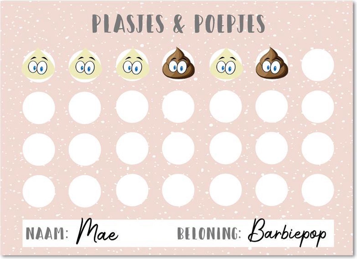 Label2X Herbruikbare beloningskaart meisjes - Whiteboard met herbruikbare stickers