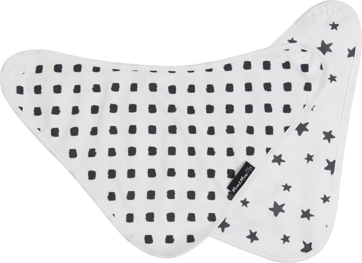 Mum2Mum- Bamboo Bandana Bib-  Black Blocks