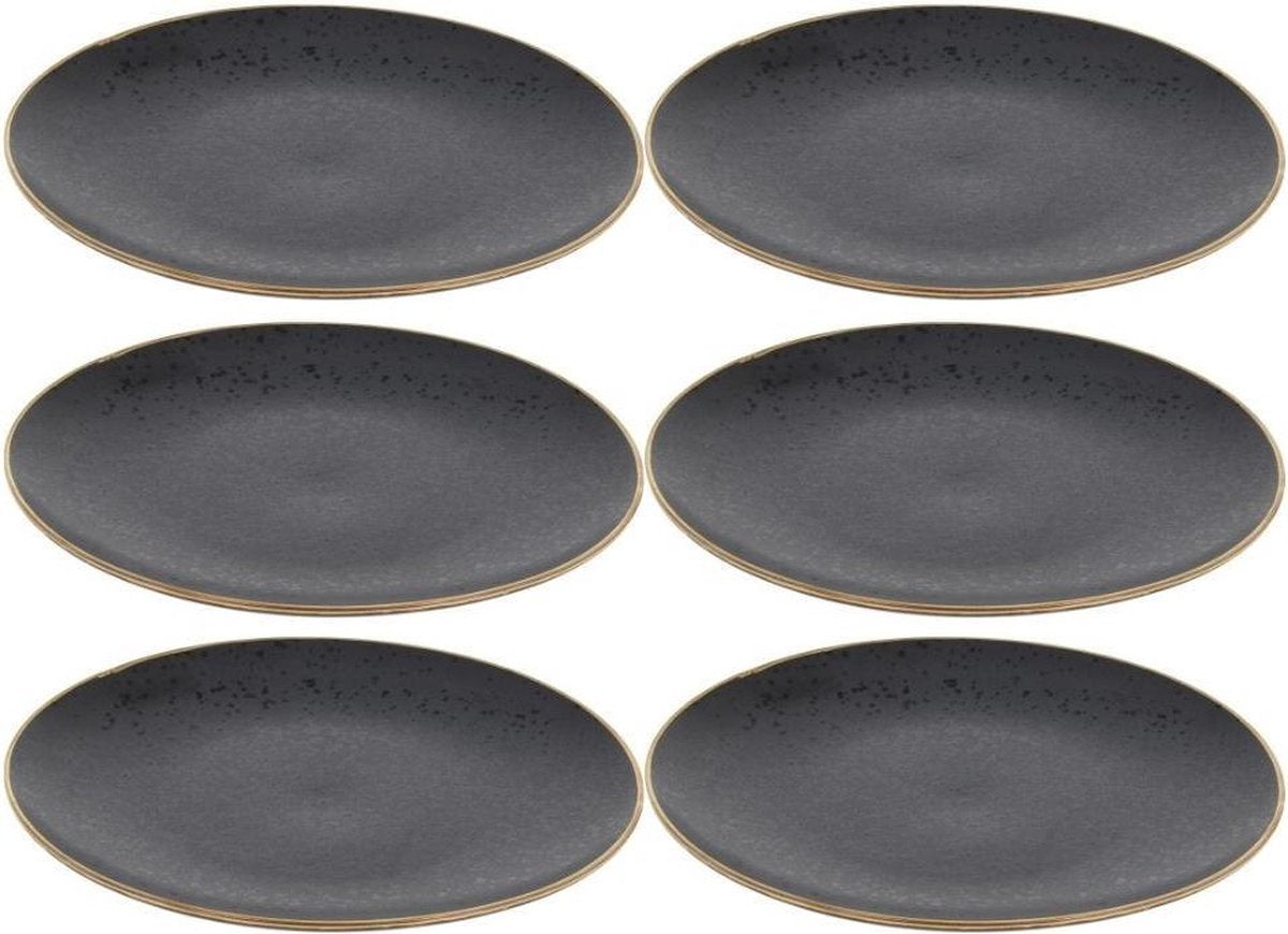 Orange85 Bord - Servies - Zwart - Goud - 6 stuks - Dinerborden - Bordenset - Set van 6 - Borden