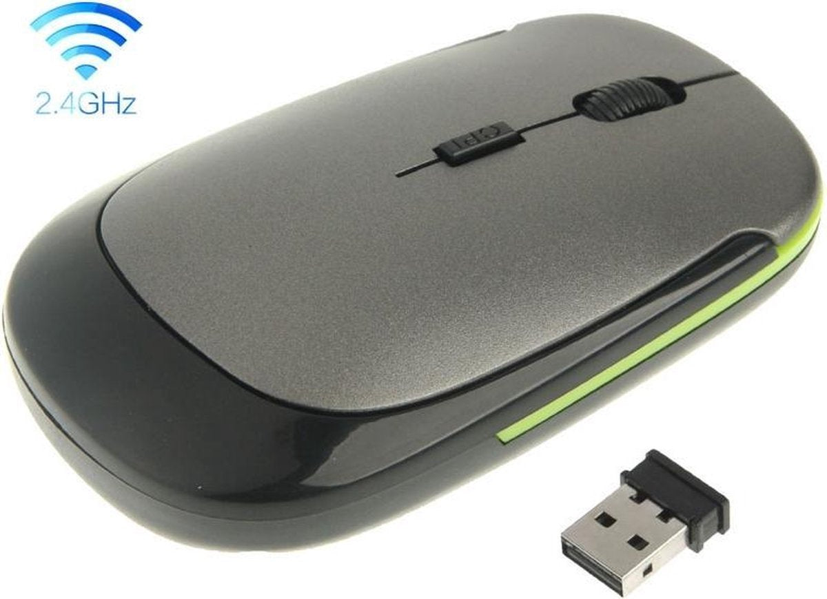 Draadloze Muis 2.4Ghz |Extra Dun |Plug & Play | Grijs / Grey | Draadloze USB ontvanger| Universeel
