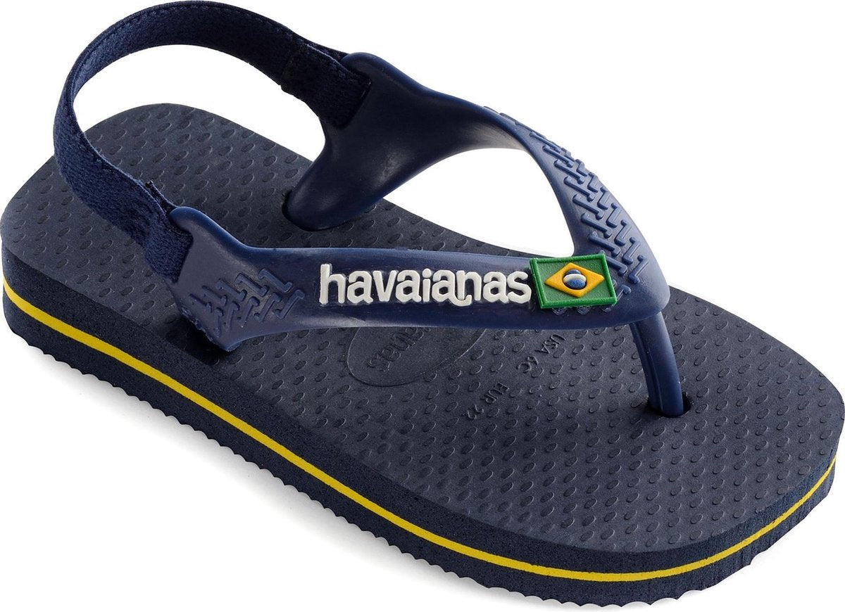 Havaianas Baby Brasil Logo II Unisex Slippers - Navy Blue/Citrus Yellow - Maat 19/20
