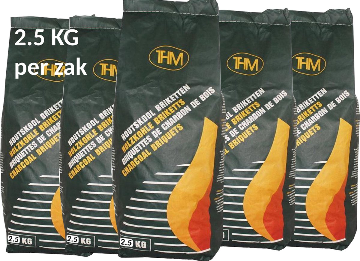 5X houtskoolbriketten van 2.5 KG - 5 zakken houtskoolbriketten - Barbecue - BBQ - 5 Stuks - totaal  12.5 KG