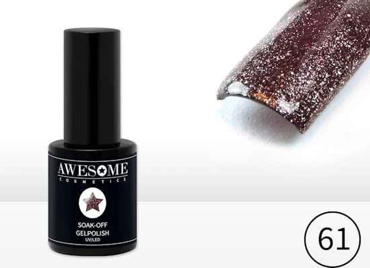 Awesome #61 Taupe-Brons-Paars Fijne Glitter Gelpolish - Gellak - Gel nagellak - UV & LED