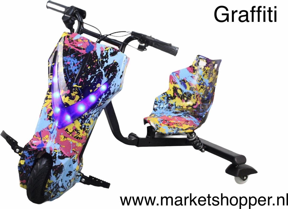 Elektrische drift trike karts met vering en LED verlichting - drie racestanden – Graffiti
