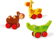 Scratch Preschool - 3 Magnetische Dieren op Wielen - 14x2x11 cm