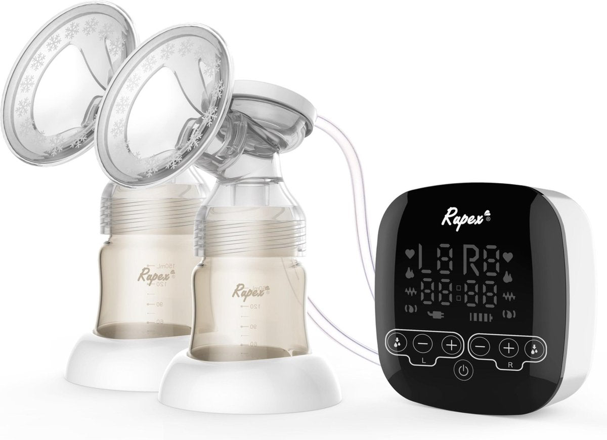 Mamalicious Dubbele Elektrische Borstkolf - Kolf apparaat Electrisch - Met Verlicht  Display - BPA-vrij en Fluisterstil - Oplaadbaar - 2 Verschillende Motors – Pijnvrij - met E-book met Nederlandse Handleiding en Tips